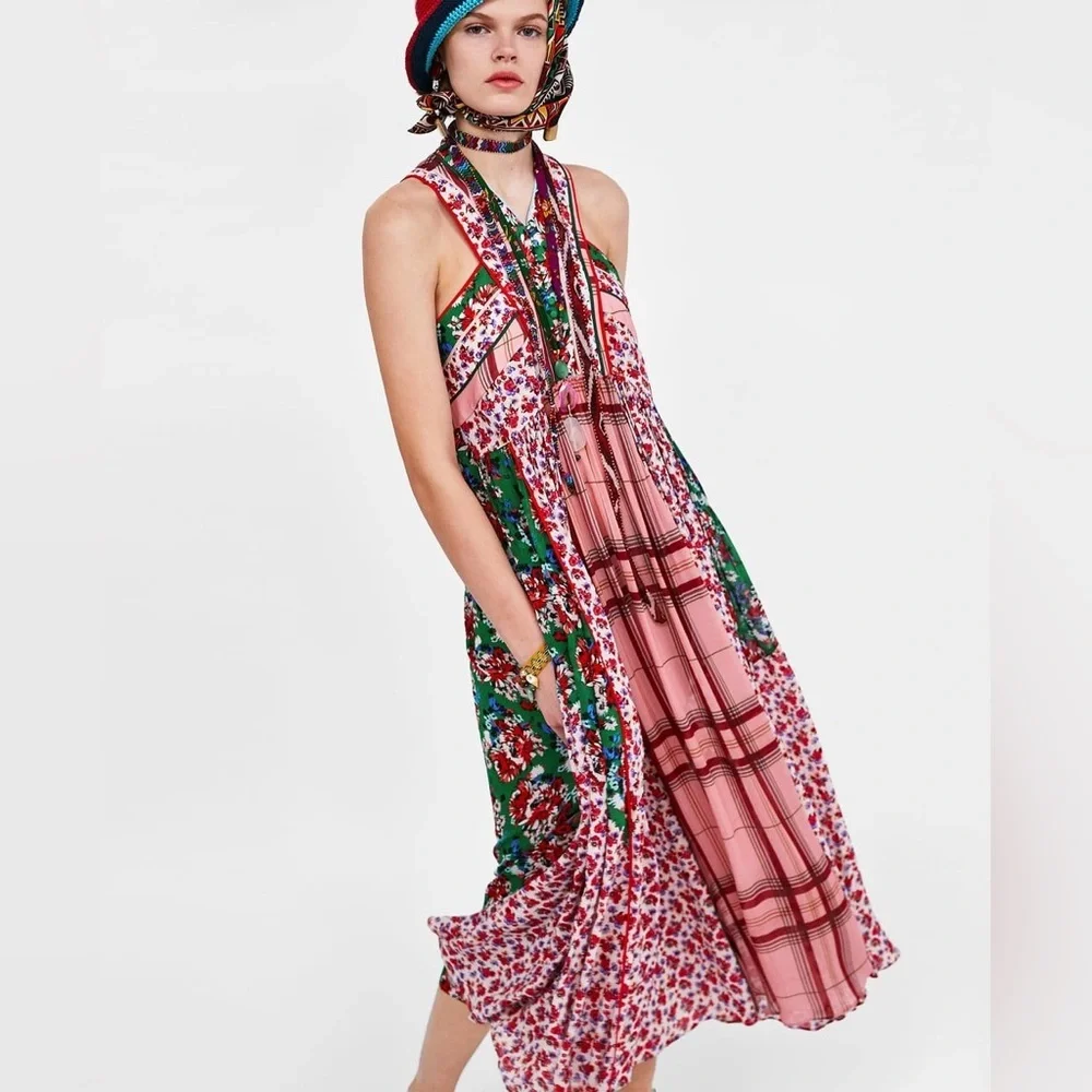 Zara Studio Patchwork Maxi Dress - Picture 2 of 16